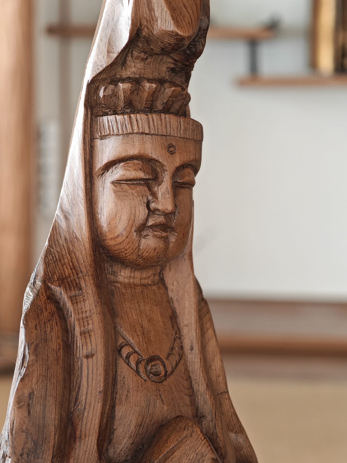 Wooden Standing Guan Yin