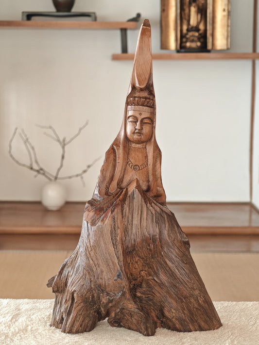 Wooden Standing Guan Yin