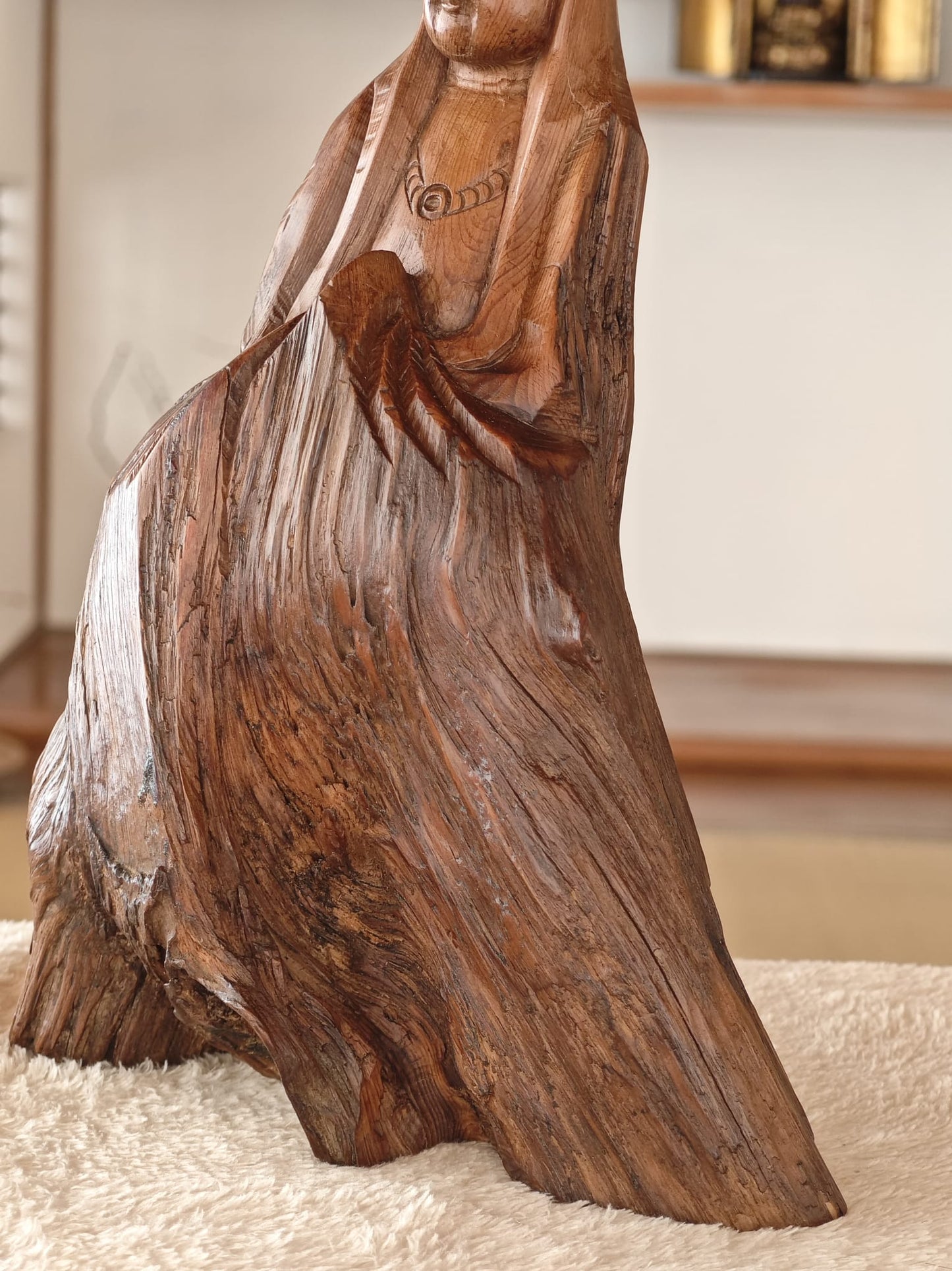 Wooden Standing Guan Yin