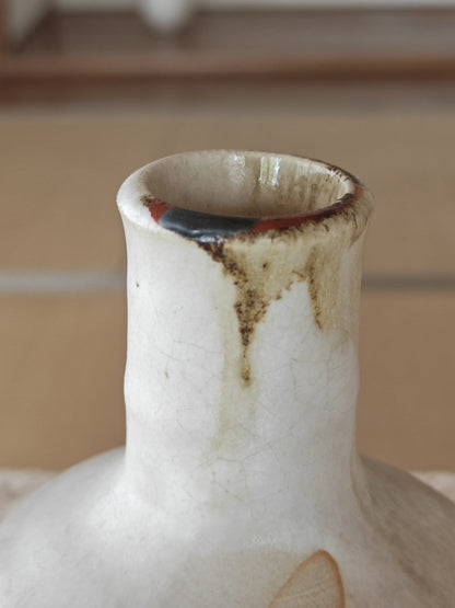 White Ceramic Vase by Fujimoto Akira