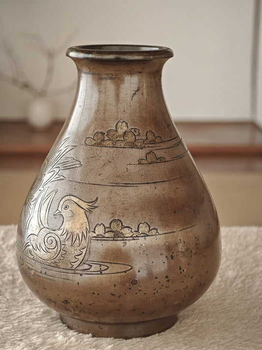 Bronze Vase with Mandarin Duck Motif
