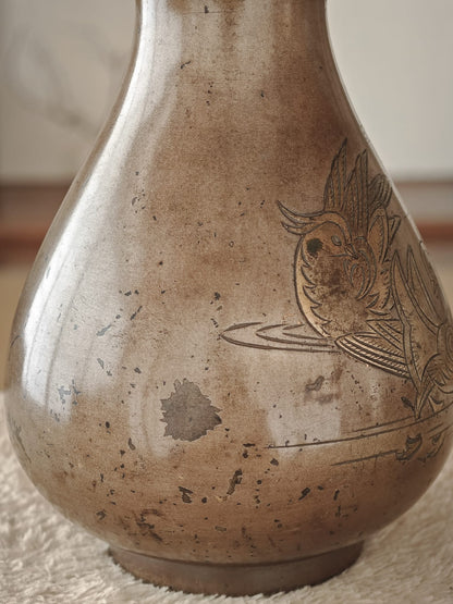 Bronze Vase with Mandarin Duck Motif
