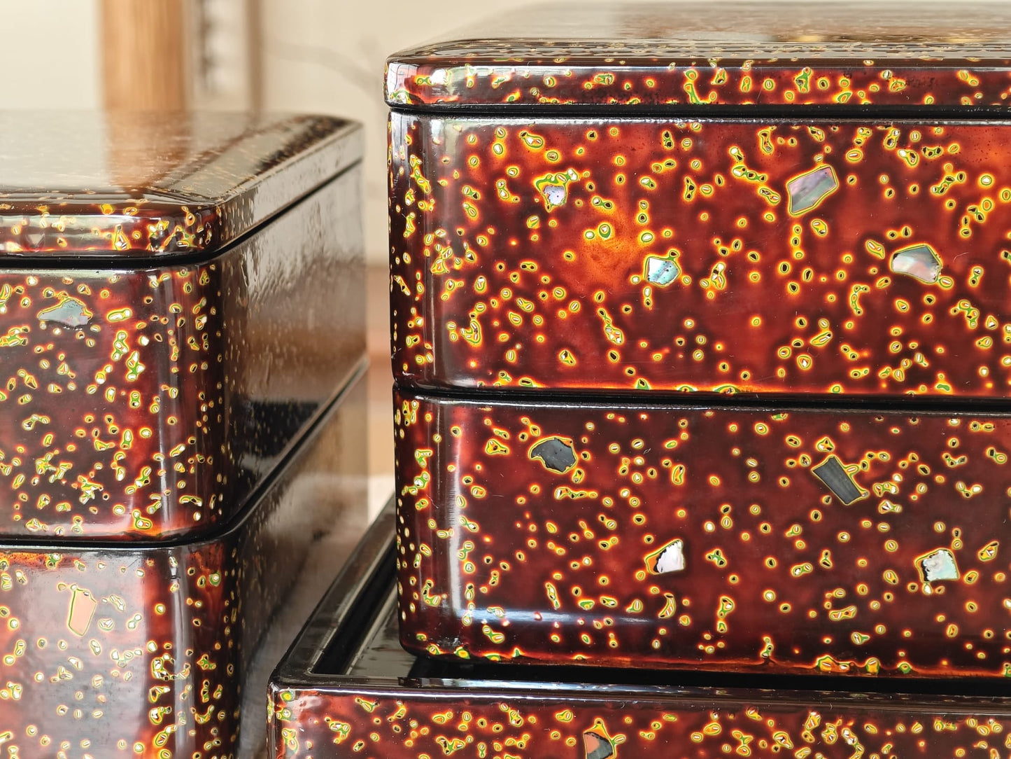 Pair of Lacquer Boxes with Mother of Pearl