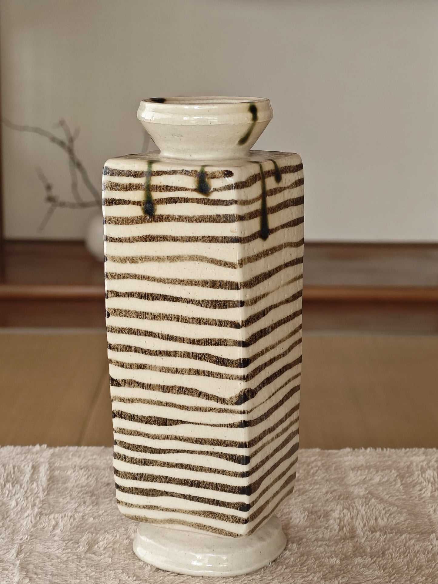Square Ceramic Vase by Hasegawa Seihō