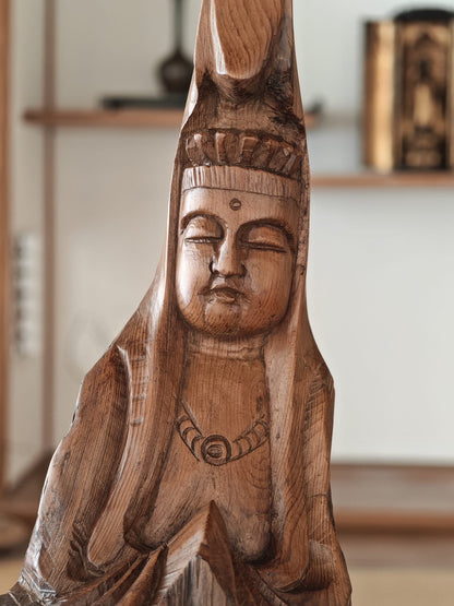 Wooden Standing Guan Yin