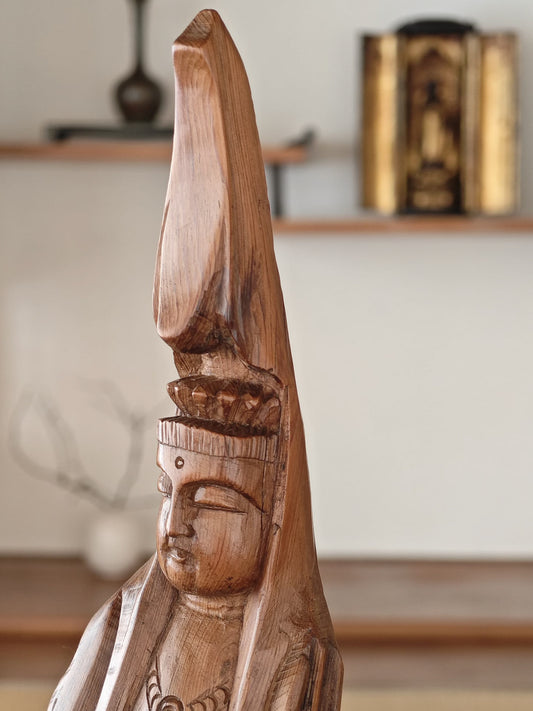 Wooden Standing Guan Yin