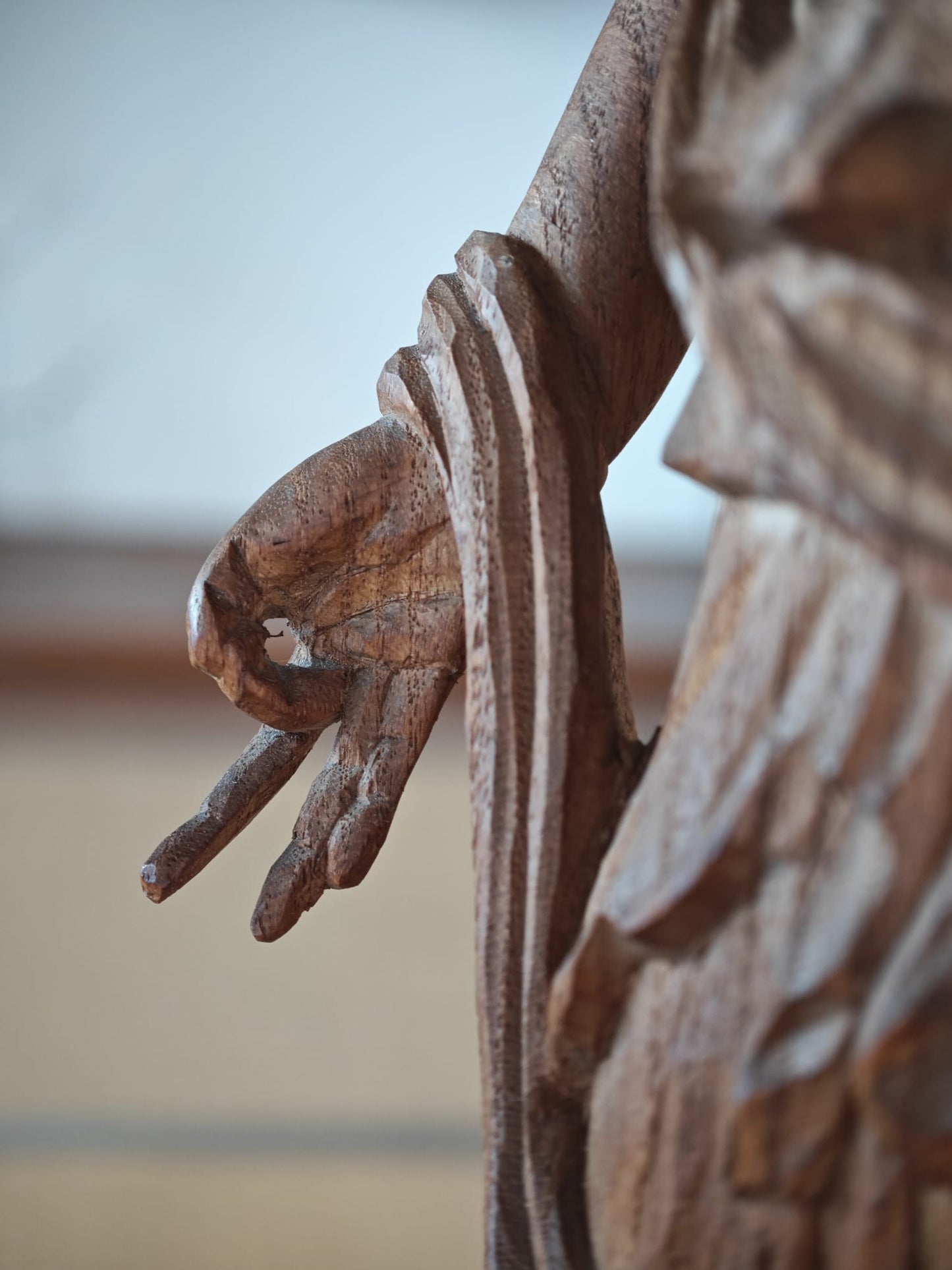 Wooden Standing Guan Yin