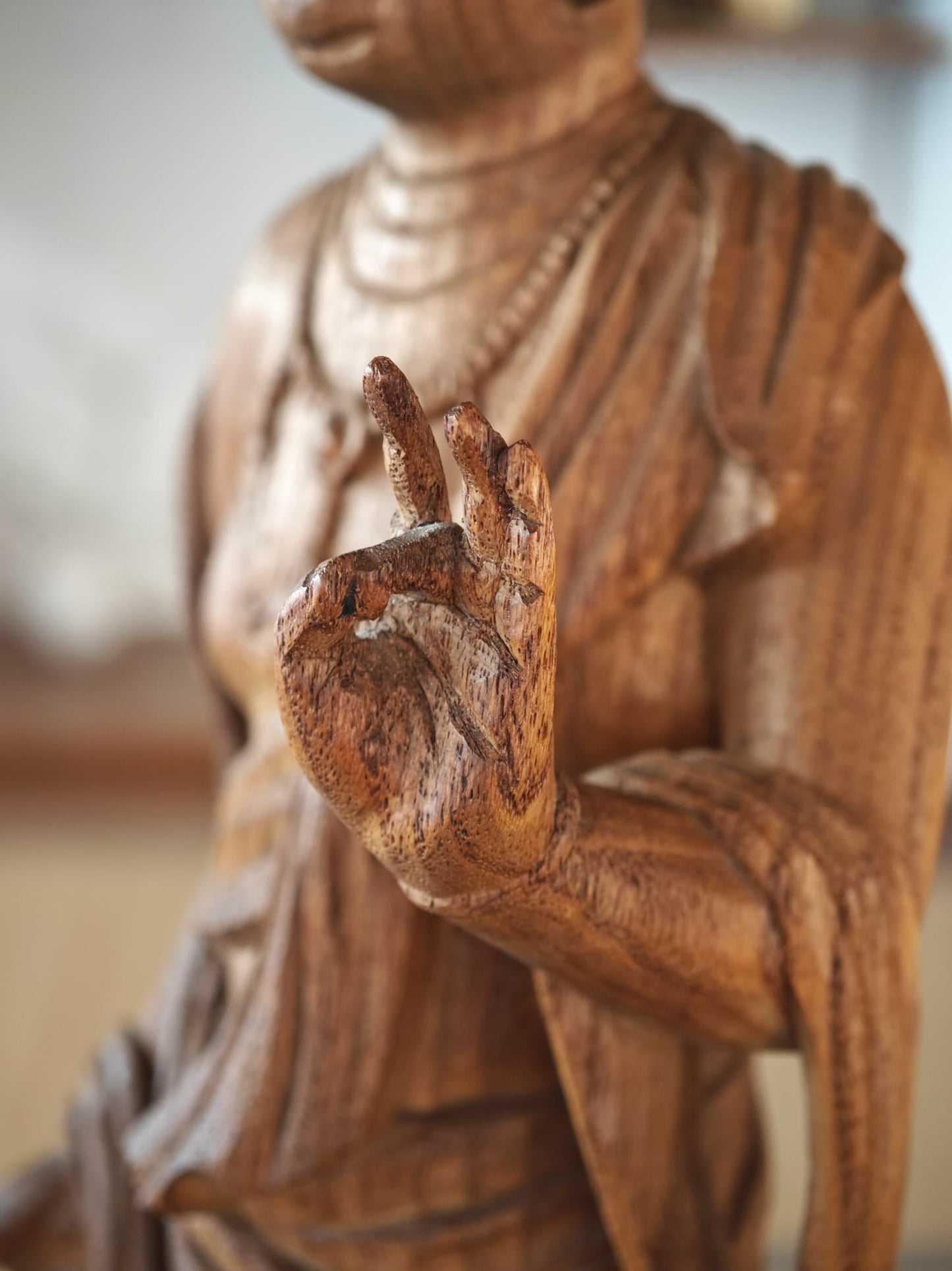 Wooden Standing Guan Yin