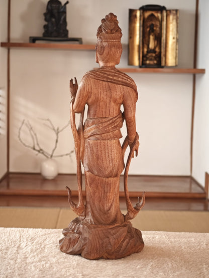 Wooden Standing Guan Yin