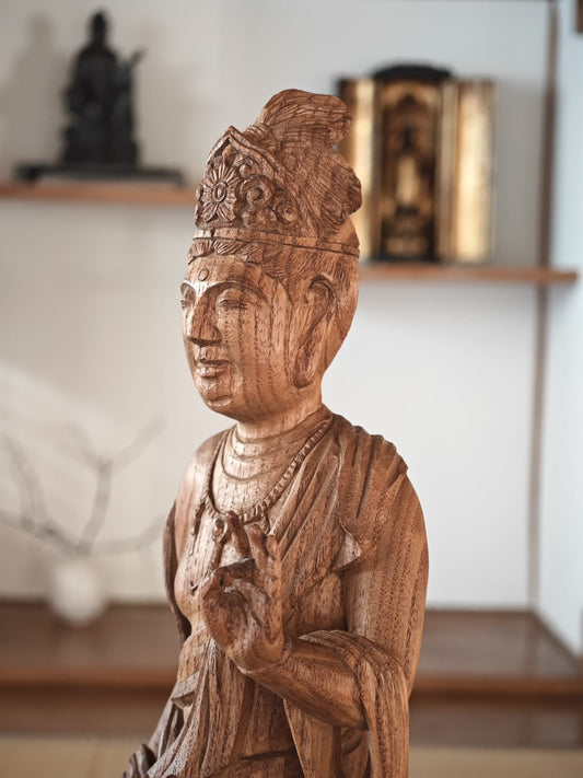 Wooden Standing Guan Yin