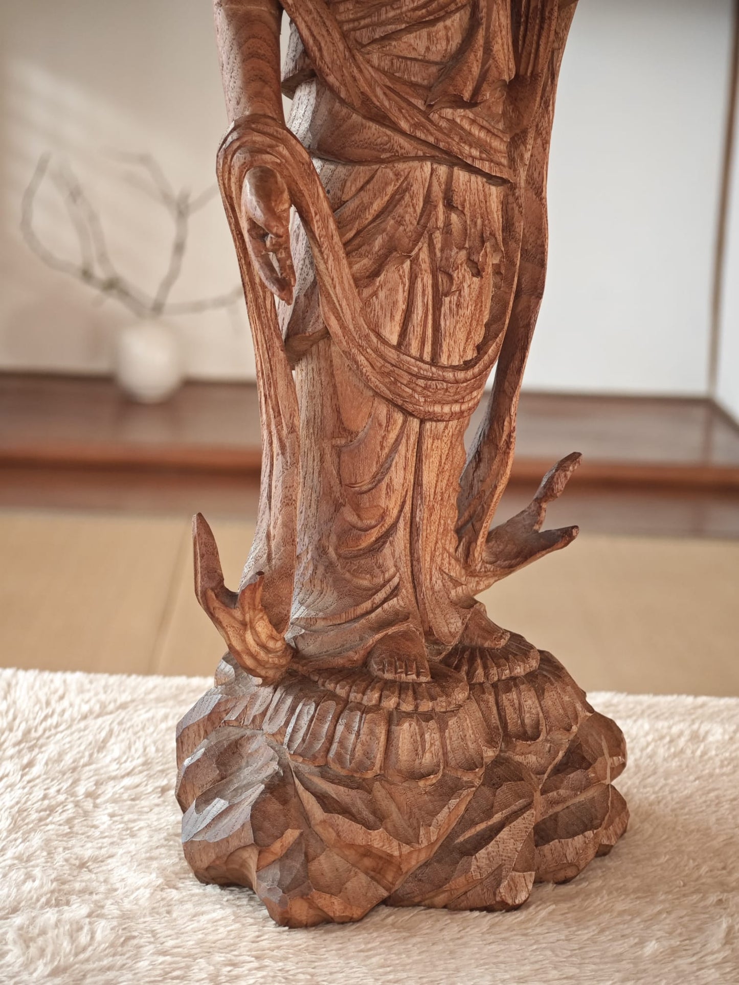 Wooden Standing Guan Yin