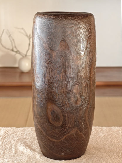 Wooden Vase with Lacquer Florals